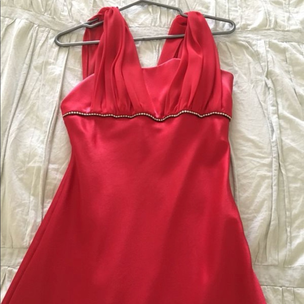 Prom red silk dress